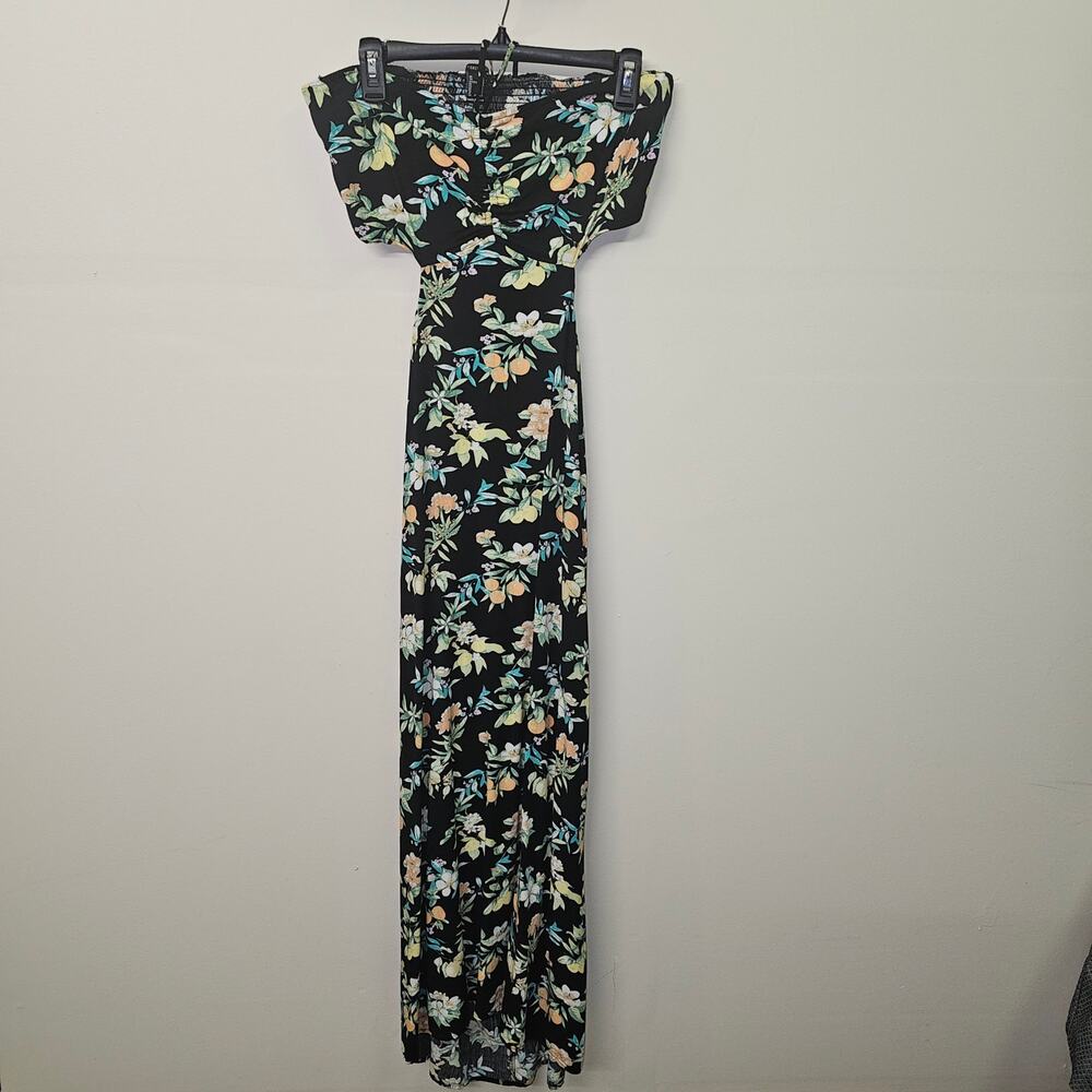 Summer Dress Tropical Open Back Maxi Ruched Bandeau‎ Top Size L |   Forever 21